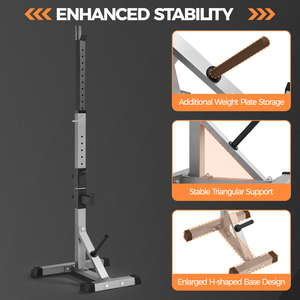 Adjustable Barbell Rack with Safety Spotters - Black by Yaheetech