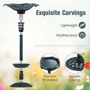 Standing Pedestal Birdbath Feeder Combo by Costway