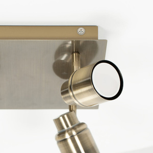 Benton 4 Way Square Plate Ceiling Spotlight Antique Brass - Gold by ValueLights