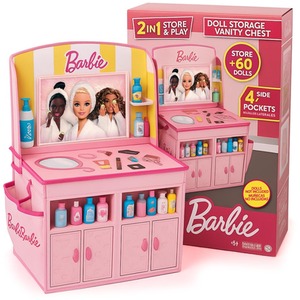 Barbie Doll Storage Vanity Chest - 2-in-1 Foldable Storage Box Playset - Pink by Barbie