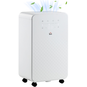 HOMCOM 12L Portable Dehumidifier with Air Cleaning 24H Timer 5 Mode Wheel - White by HOMCOM