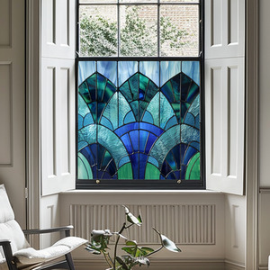 Milan Stained Glass Privacy Window Film - Blue / 60cm x 60cm / 75cm by Creative Printing Solutions