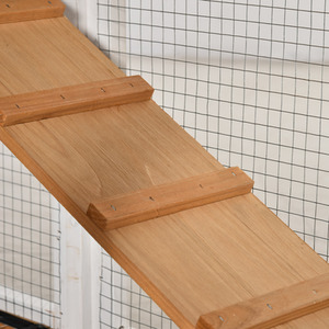 PawHut Two-Tier Wooden Pet Hutch with Wheels, Run - Yellow by PawHut