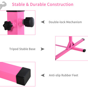 HOMCOM Adjustable Kids Gymnastics Training Bar - Pink by HOMCOM