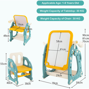 Kids Art Easel Toddler Table Chair Set - Blue by Costway