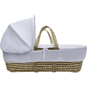 Sleepy Little Owl Moses Basket with Natural Rocking Stand - White by Kinder Valley
