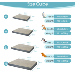 Extra Large Dog Washable Sponge Beds - Grey / XL by Nobleza