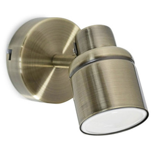 Benton IP44 Bathroom Single Spotlight Adjustable Wall Light - Antique Brass by ValueLights