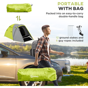 Outsunny 2-3 Man Camping Tent with Bedroom and Living Room - Yellow by Outsunny