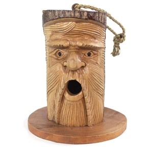 Green Man Bird House Artistic Pine Wood Haven - Wood by KDMK