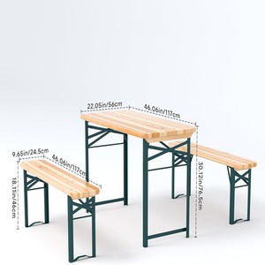 Folding Wooden Picnic Table Set - brown