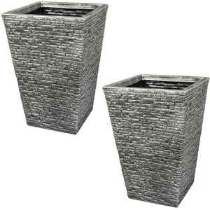 Tall Brick Effect Flared Planter - Grey / 2 by Shop4allsorts
