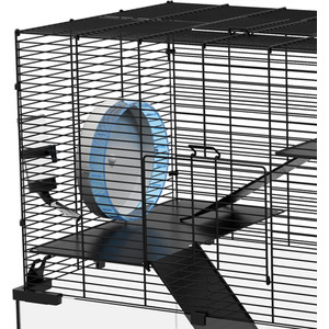 PawHut 3 Tiers Hamster Cage with Ramps, Exercise Wheel - Black / 60cm by PawHut