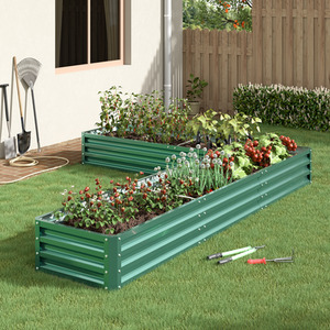 L-Shaped Metal Flower Bed 277*207*30cm - Dark Green by lifeideas