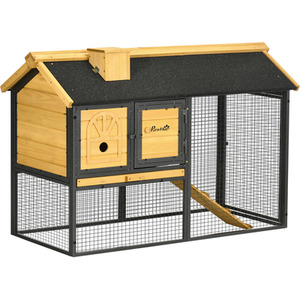 PawHut Small Animal Hutch Cage with Run, Removable Tray - Black by PawHut