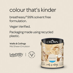Crown Walls and Ceilings Mid Sheen Emulsion - Antique Cream / 5l by Crown Paints