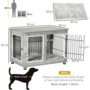 Dog Crate Furniture End Table with Soft Cushion by PawHut