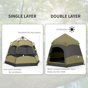 Outsunny Six Man Hexagon Pop Up Tent A20-056V00DG - Deep Green by Outsunny