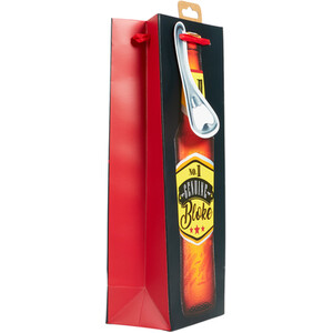 Pack of 2 Beer and Starry Bottle Gift Bags - Black and Red