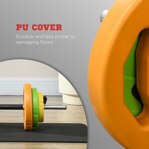 HOMCOM 20kg Adjustable Barbell Weights Set for Strength Training - Yellow by HOMCOM