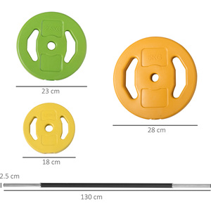 HOMCOM 20kg Adjustable Barbell Weights Set for Strength Training - Yellow by HOMCOM