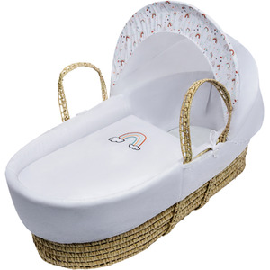 A Band of Colour Palm Moses Basket - White by Kinder Valley