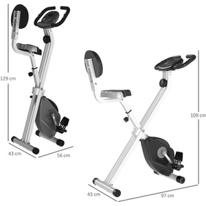 HOMCOM Magnetic Resistance Foldable Exercise Bike - Grey by HOMCOM