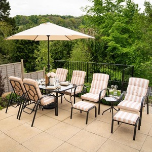 Garden Dining and Leisure Furniture Set with Reclining Seats - Beige by Hectare