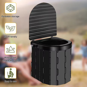 Folding Portable Outdoor Camping Travel Toilet - Black