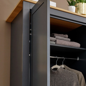 Lancaster 3 Piece Bedroom Set - Wardrobe, Chest of Drawers, Bedside - Slate Blue by GFW