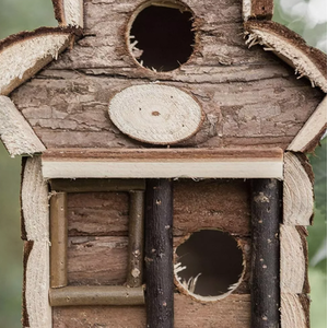 Hanging Wooden Bird House Nesting Box - Brown by Garden Mile