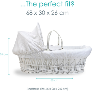 Waffle White Wicker Moses Basket - White by Clair de Lune
