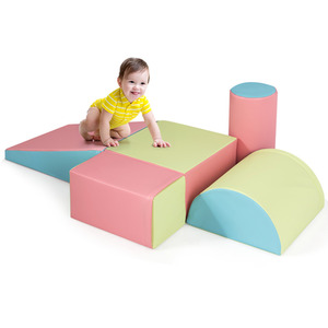 5-Piece Foam Baby Climb and Crawl Activity Play Set - Pink by Costway