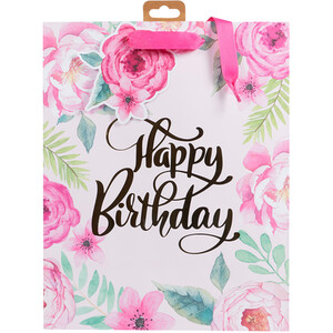 Pack of 2 Floral and Butterfly Large Gift Bags - White and Pink