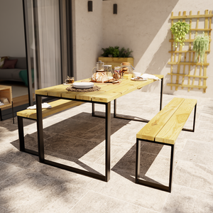 Cerland Blakea Wooden Garden Bench Dining Set 6 Seater - Natural by Cerland