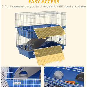 PawHut 2-Tier Small Animal Cage Metal Wiring - Blue by PawHut