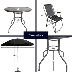Samuel Alexander 4 Seater Garden Table And Chairs Set Dining Set With Parasol - Black & Grey by Samuel Alexander
