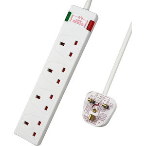 4 Gang Surge-Protected Extension Lead - White / 3m by ExtraStar