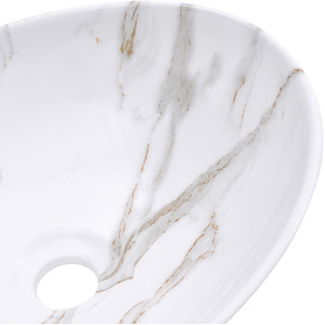 Oval Marble Vessel Bathroom Sink - White by Livingandhome