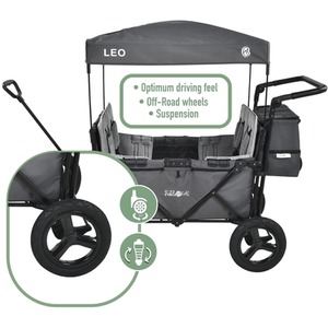 Folding Cart LEO X4Plus Foldable Transport Cart with Roof - Fossil Grey by FableKids