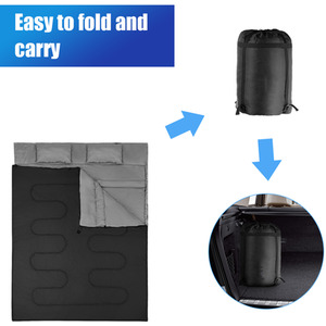 Costway Camping Sleeping Bag Double Sleeping Bag - Black + Gray by Costway