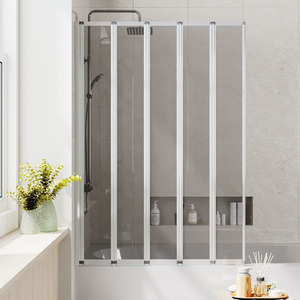 Foldable Grey Glass Shower Screen - Grey / 119 - 120 cm by komore