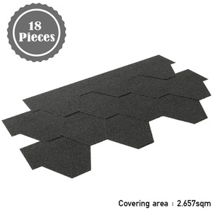 18Pcs Hexagonal Asphalt Roofing Shingles - Black by Livingandhome