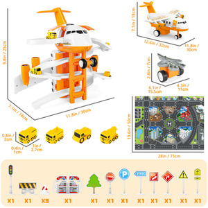 Transport Cargo Airplane Simulated City Race Track Car Toys Set