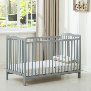 Brooklyn Baby Cot Crib with Water Repellent Mattress - Grey by Mcc Direct
