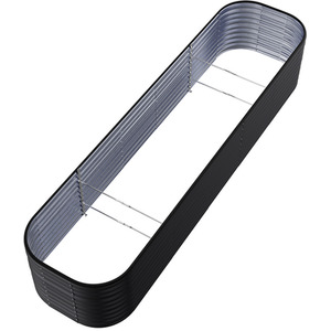 Oval Galvanised Steel Raised Garden Bed - Anthracite / 240cm / 56cm by Livingandhome