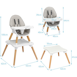4-in-1 Convertible Baby High Chair - Grey by Costway
