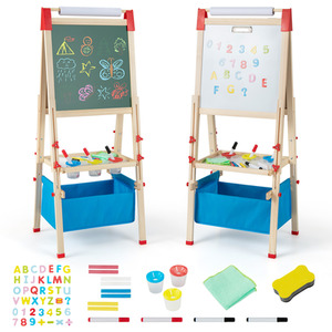 3-in-1 Kids Art Easel Double-sided Easel - Natural by Costway