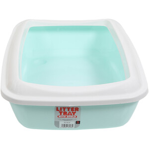 Litter Tray with Shield - Blue