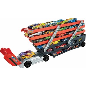 Mega Hauler Truck Transporter with 6 Expandable Levels - Red / 1 by Hot Wheels